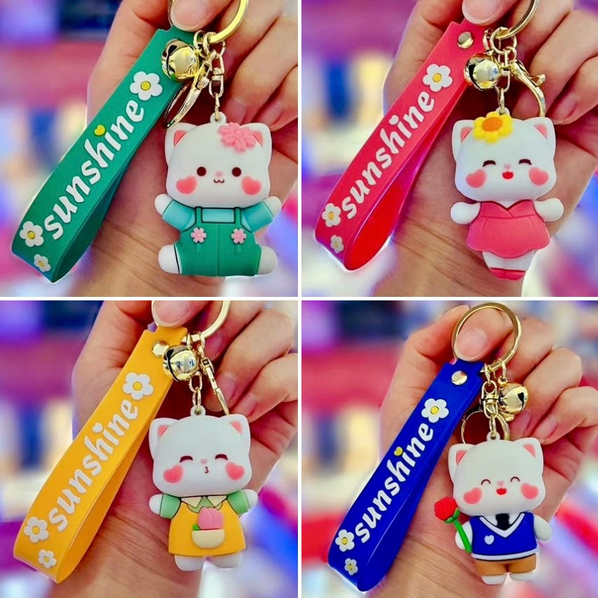 12190 Flower Cat Key Charm-12