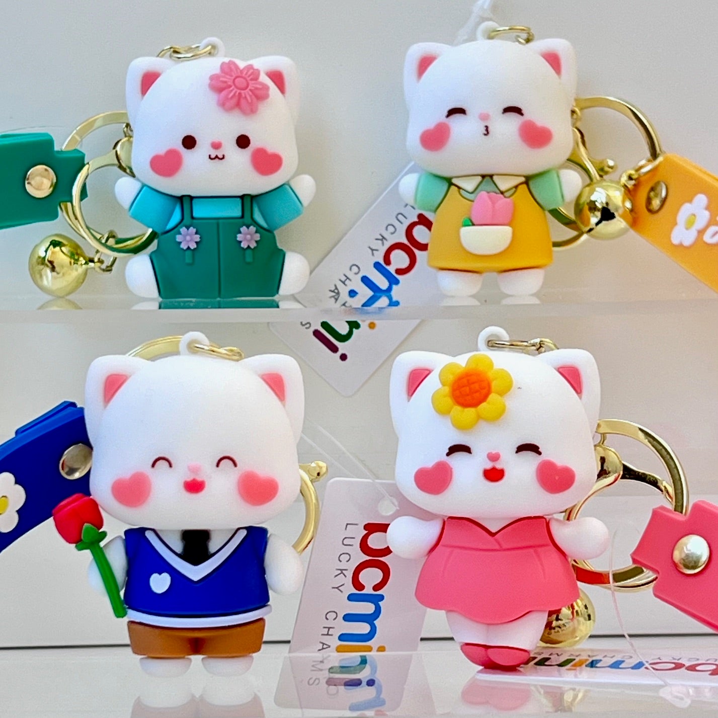 12190 Flower Cat Key Charm-12