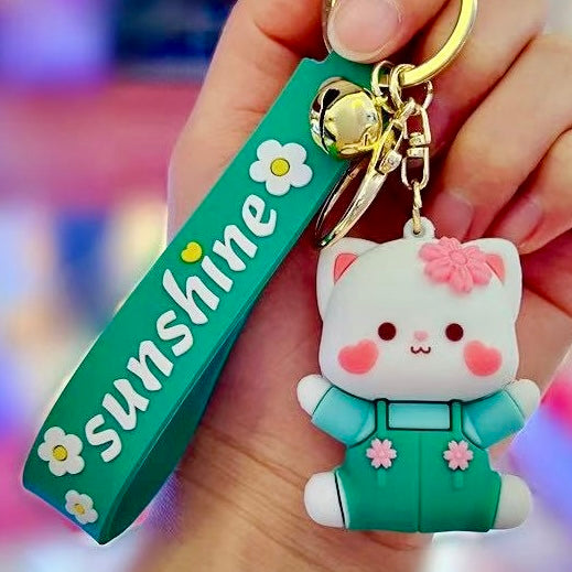 12190 Flower Cat Key Charm-12