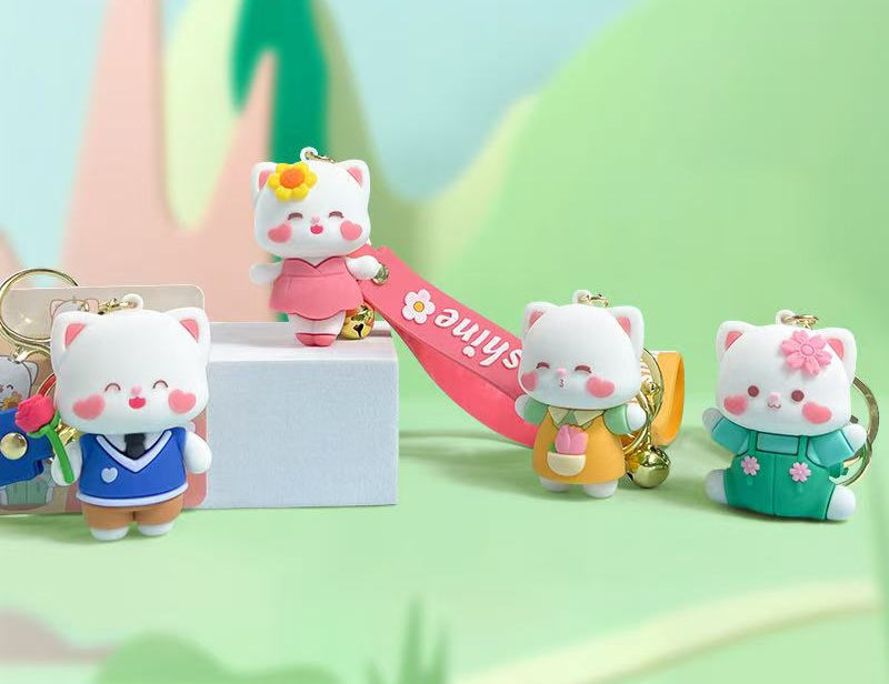 12190 Flower Cat Key Charm-12