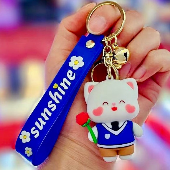 12190 Flower Cat Key Charm-12