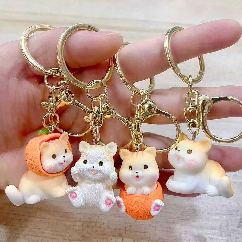 12204 Orange Cat Key Charm-12