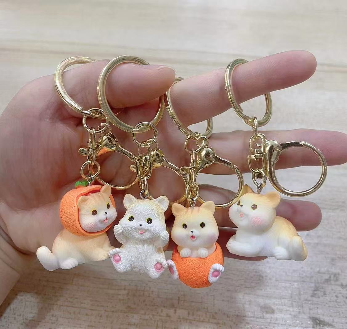 12204 Orange Cat Key Charm-12