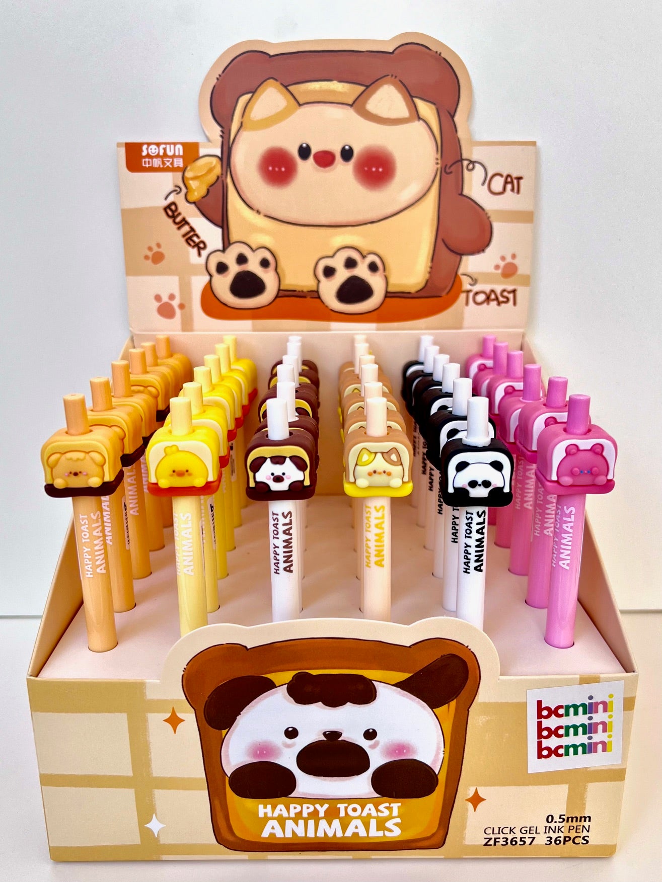 22605 HAPPY TOAST ANIIMALS RETRACTABLE GEL PEN-36