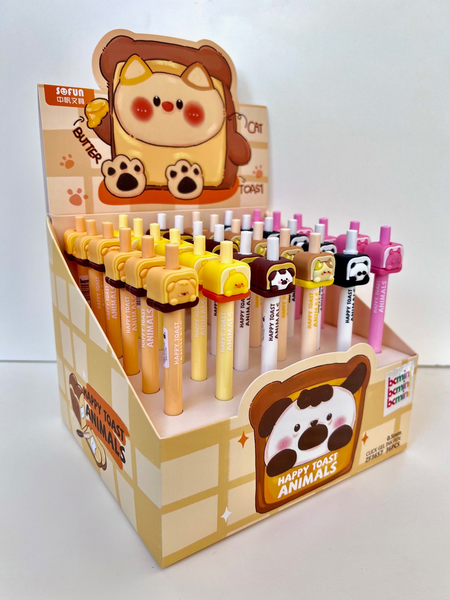 22605 HAPPY TOAST ANIIMALS RETRACTABLE GEL PEN-36