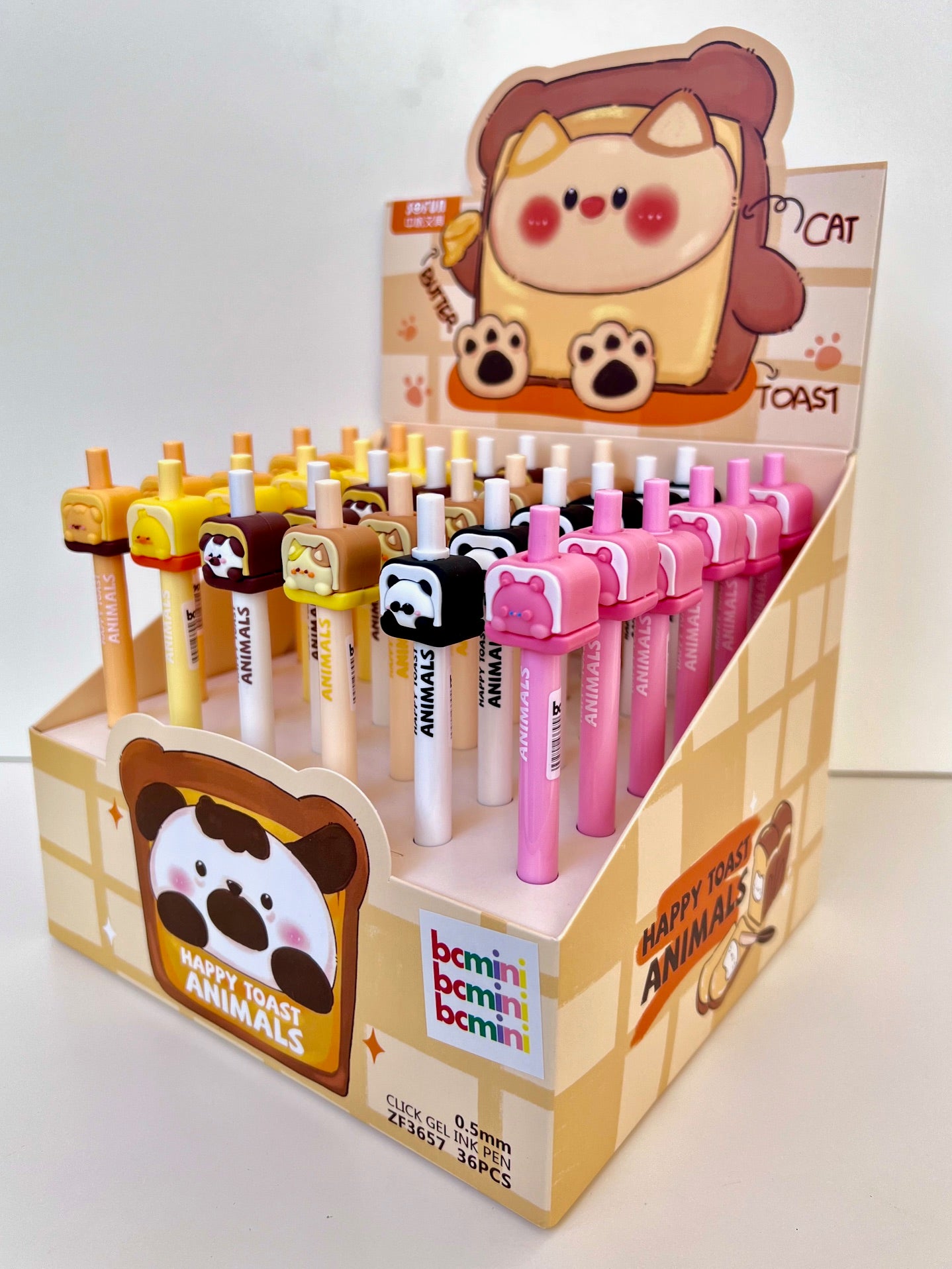 22605 HAPPY TOAST ANIIMALS RETRACTABLE GEL PEN-36