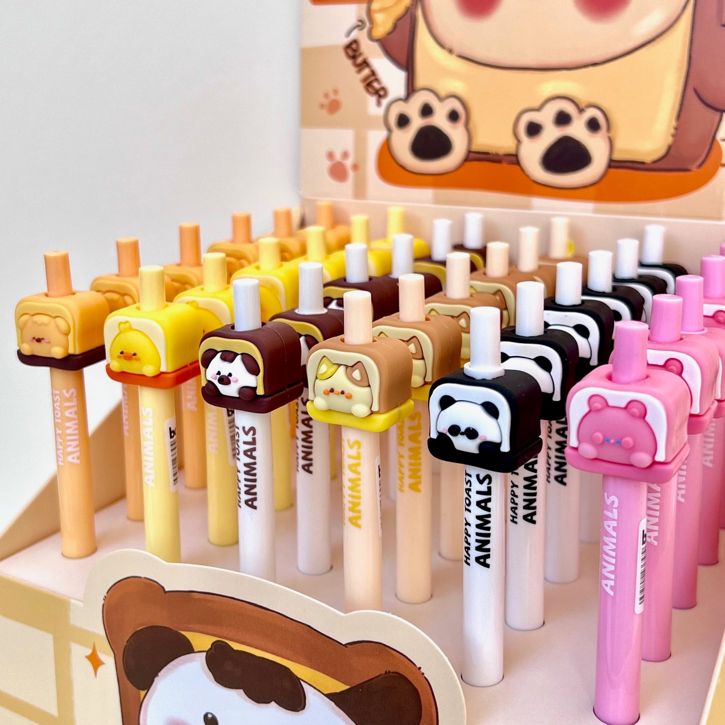 22605 HAPPY TOAST ANIIMALS RETRACTABLE GEL PEN-36