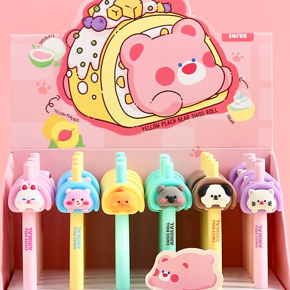 22664 ANIMAL SWISS ROLL RETRACTABLE GEL PEN-36