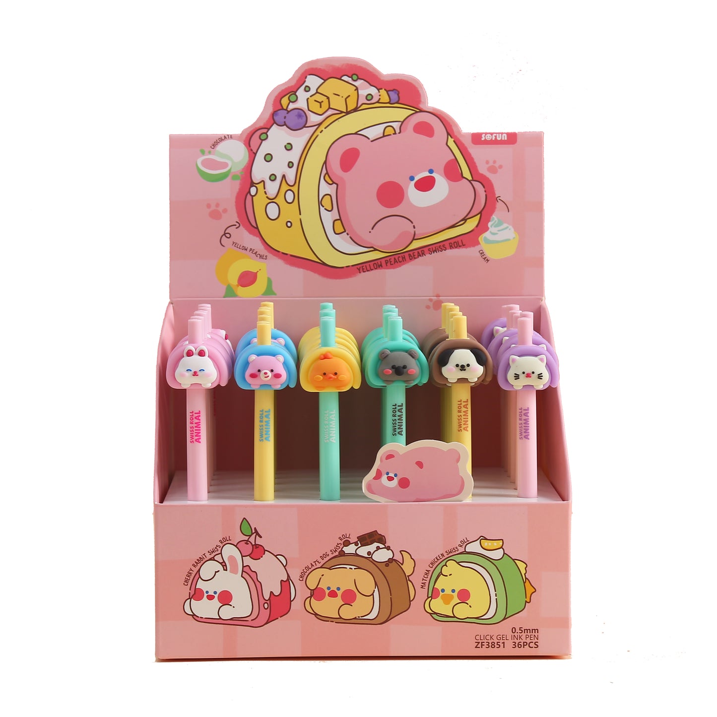 22664 ANIMAL SWISS ROLL RETRACTABLE GEL PEN-36