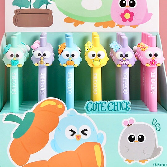 22673 CUTE BIRD CHICKS RETRACTABLE GEL PEN-36