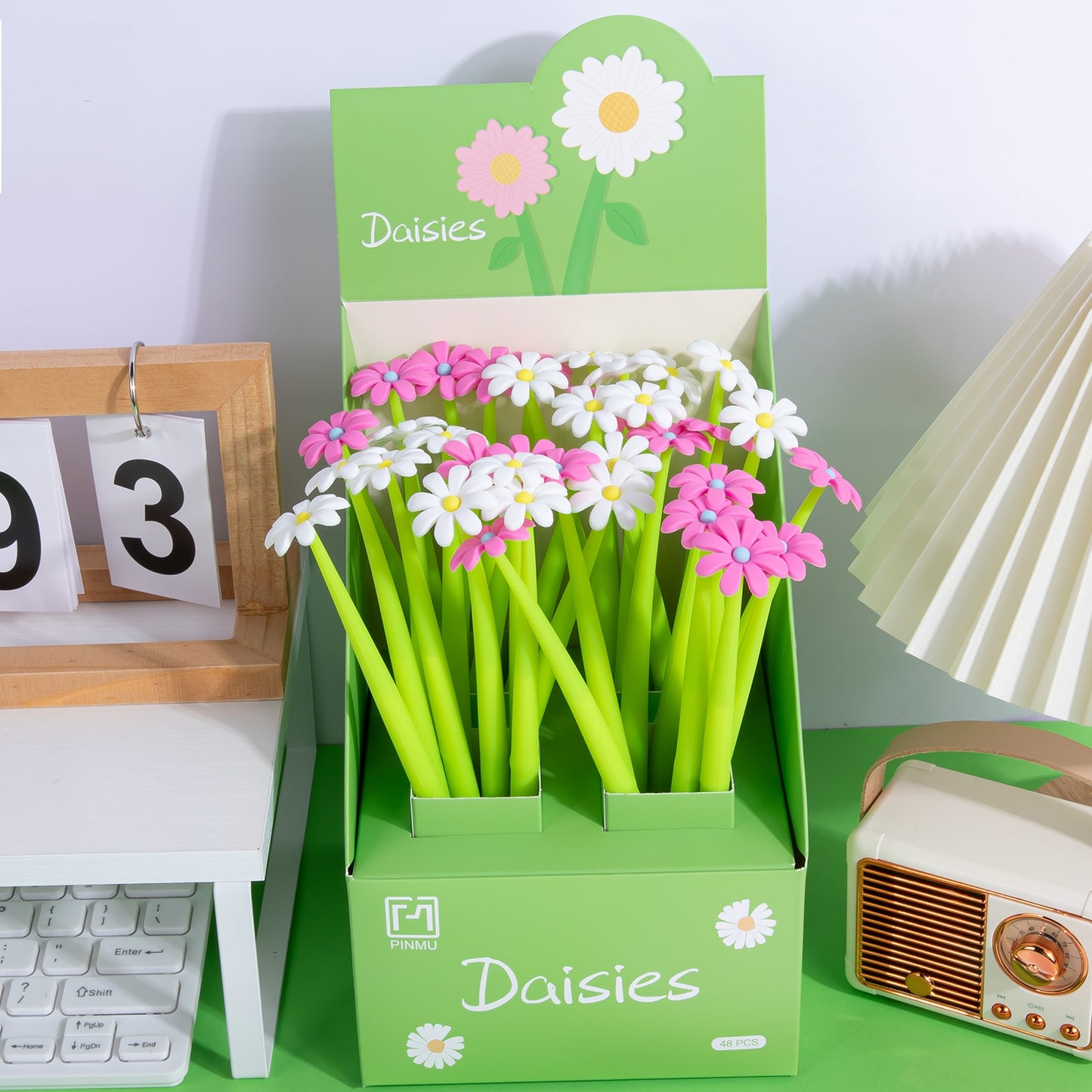 22732 Pink and White Daisy Gel Pen-48