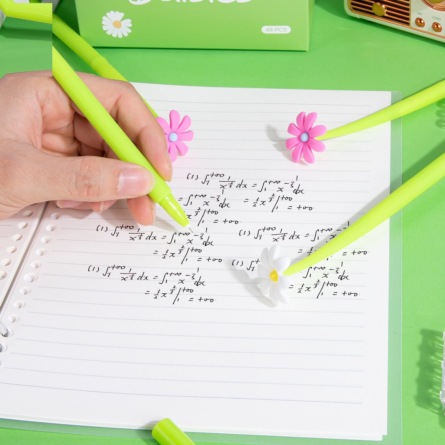 22732 Pink and White Daisy Gel Pen-48