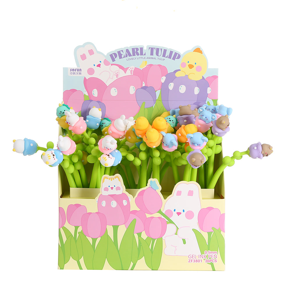 22736 Pearl Tulip Flower Gel Pen-48