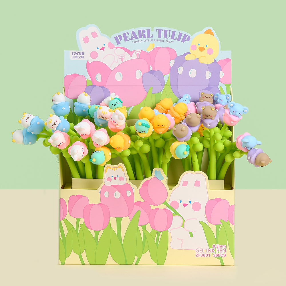 22736 Pearl Tulip Flower Gel Pen-48