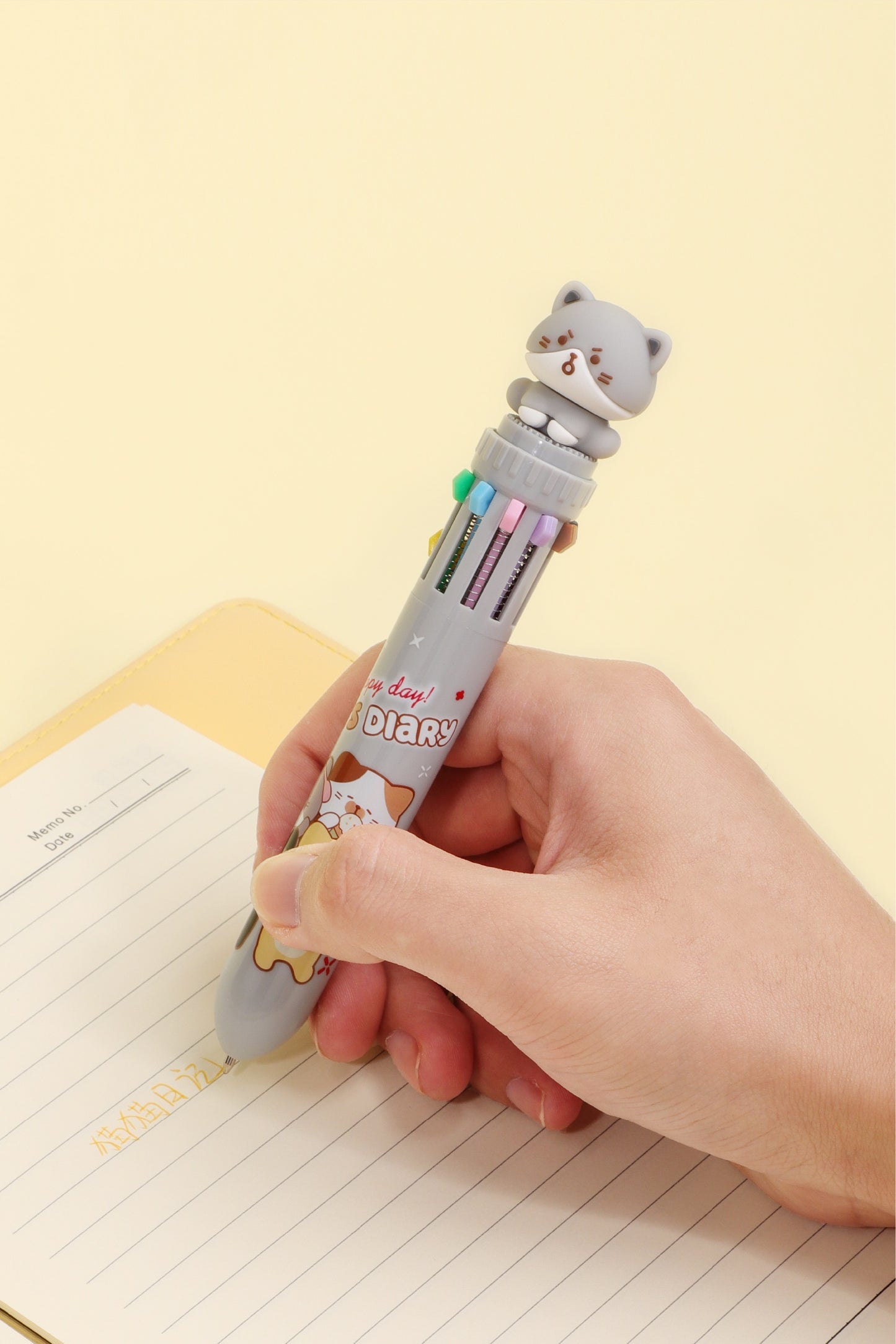 23010 CAT DIARY 10-COLOR RETRACTABLE BALL PEN-36