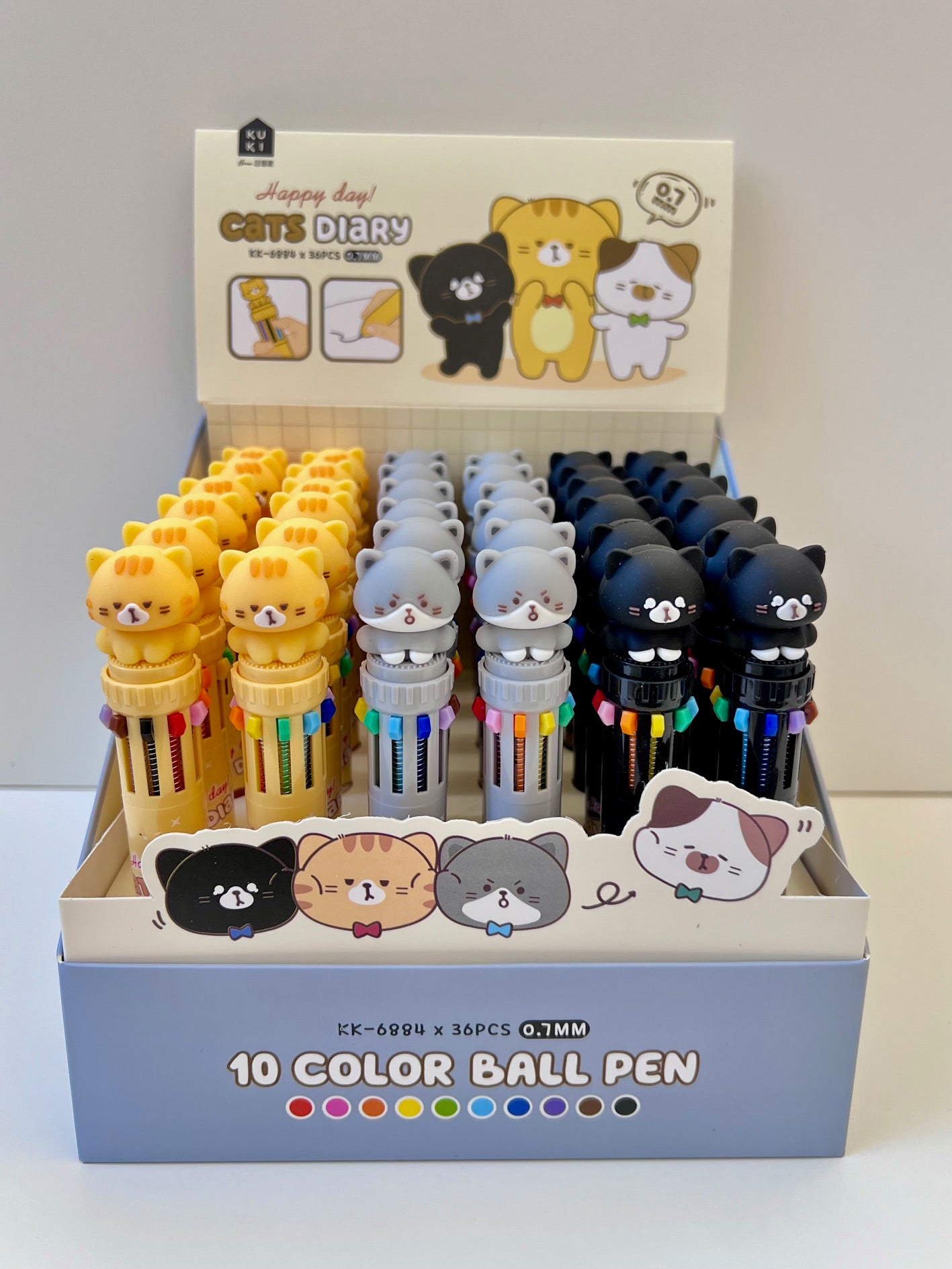 23010 CAT DIARY 10-COLOR RETRACTABLE BALL PEN-36