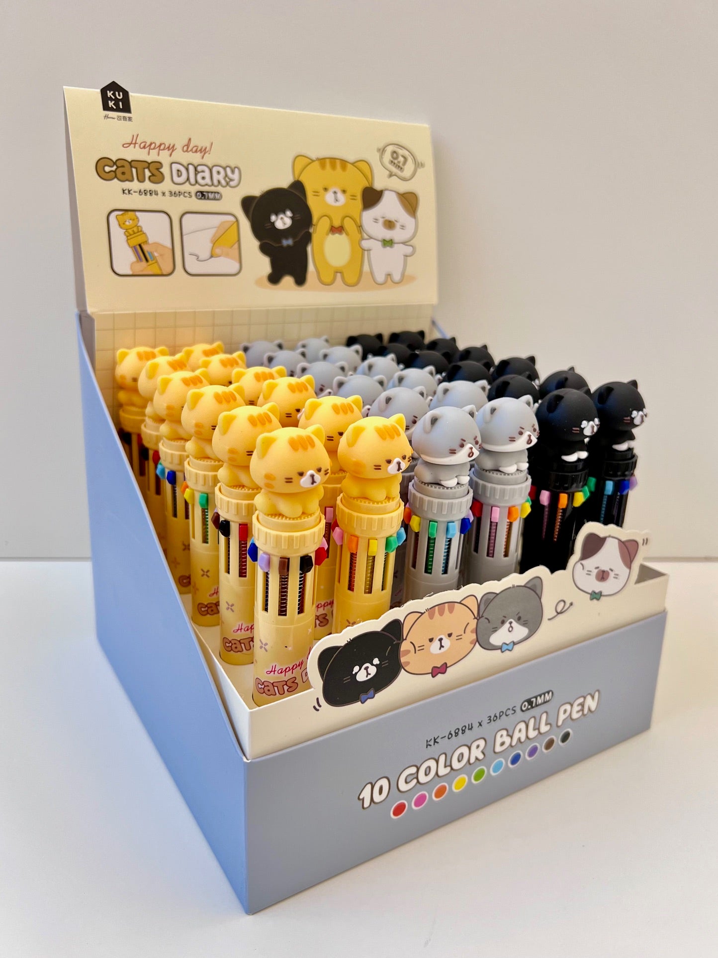 23010 CAT DIARY 10-COLOR RETRACTABLE BALL PEN-36