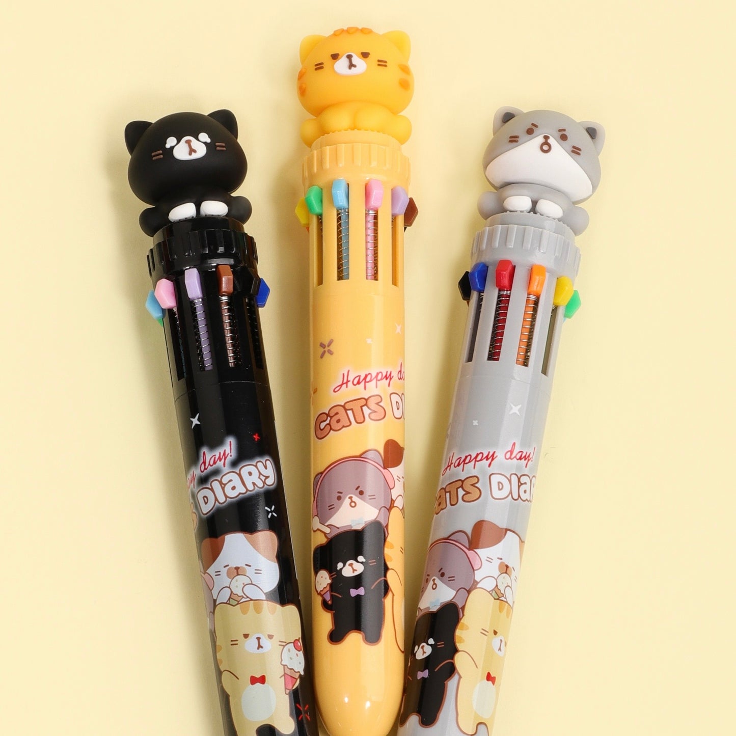 23010 CAT DIARY 10-COLOR RETRACTABLE BALL PEN-36