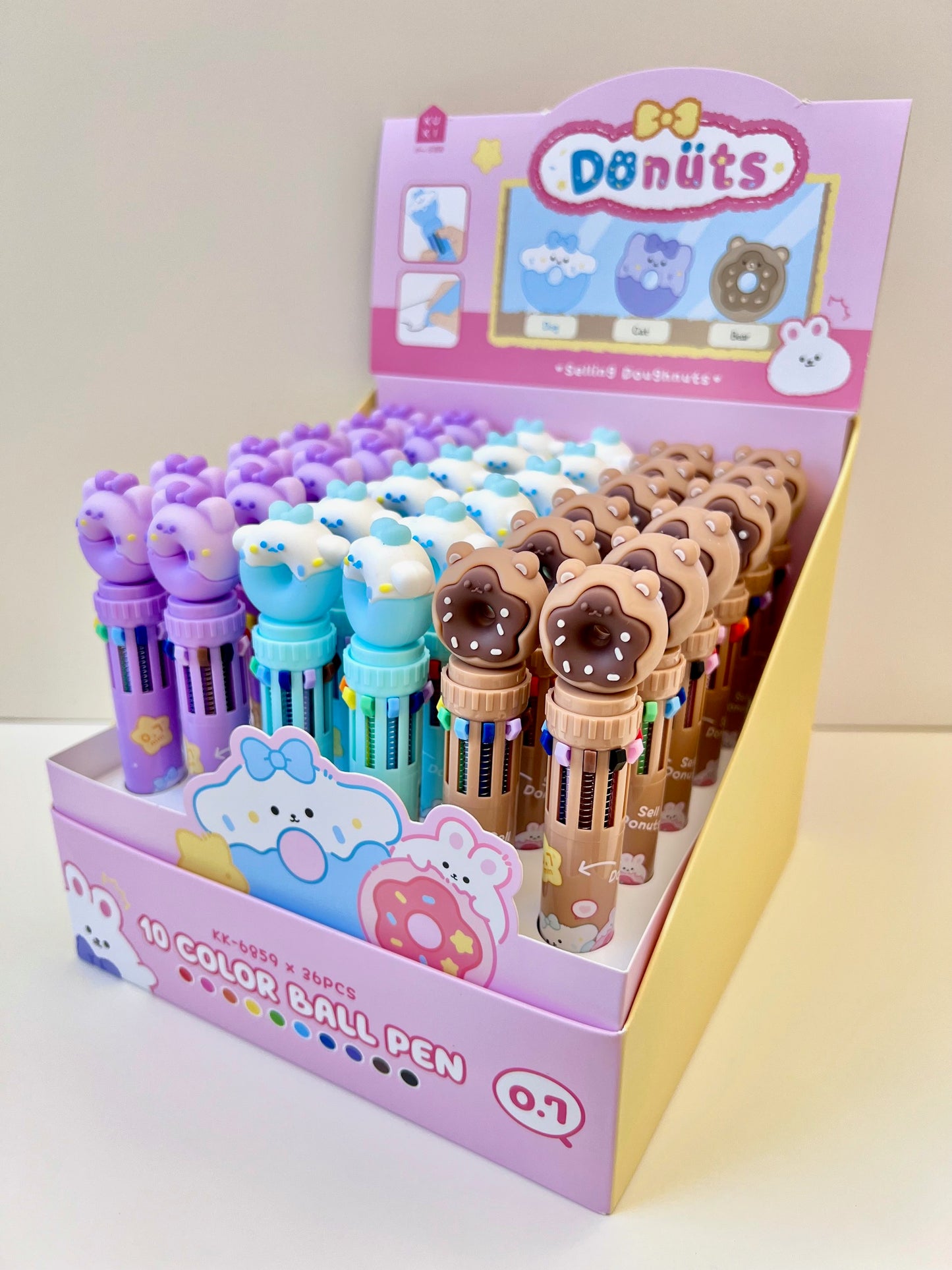 23012 DONUT 10-COLOR RETRACTABLE BALL PEN-36