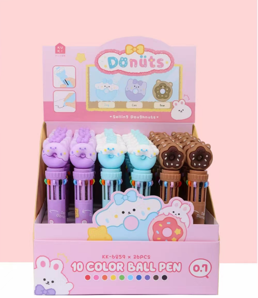 23012 DONUT 10-COLOR RETRACTABLE BALL PEN-36