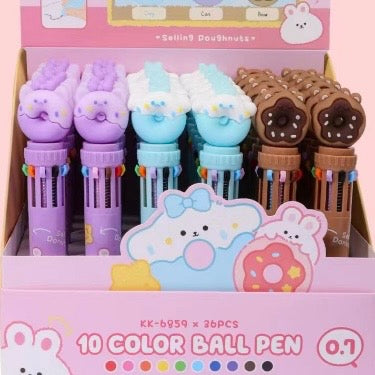 23012 DONUT 10-COLOR RETRACTABLE BALL PEN-36