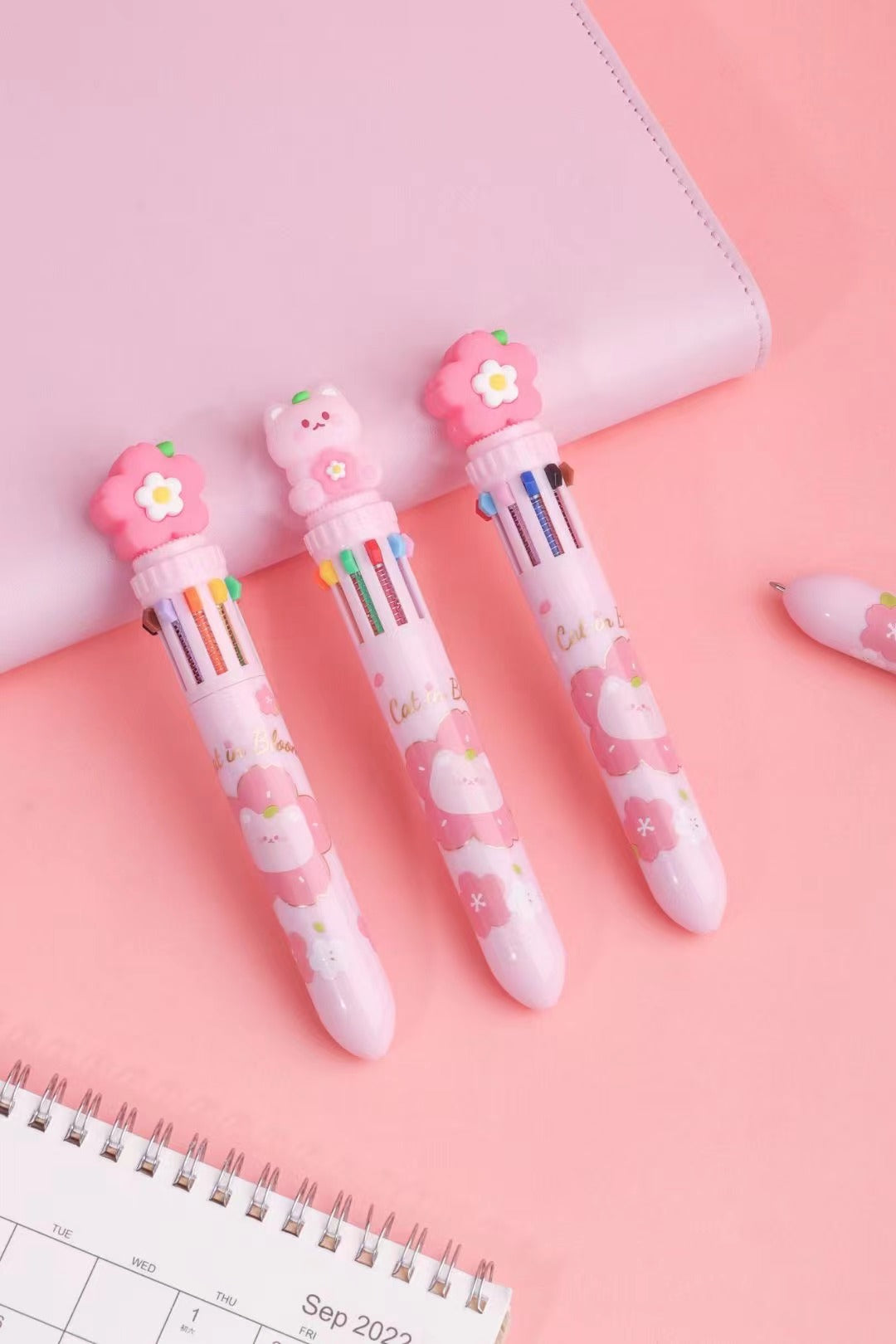 23013 SAKURA CAT 10-COLOR RETRACTABLE BALL PEN-36