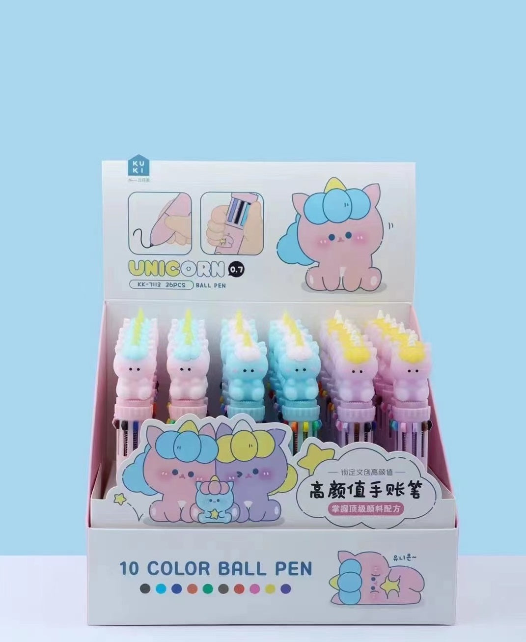 23015 UNICORN 10-COLOR RETRACTABLE BALL PEN-36