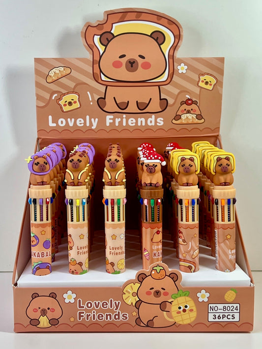 23018 CAPYBARA 10-COLOR RETRACTABLE BALL PEN-36
