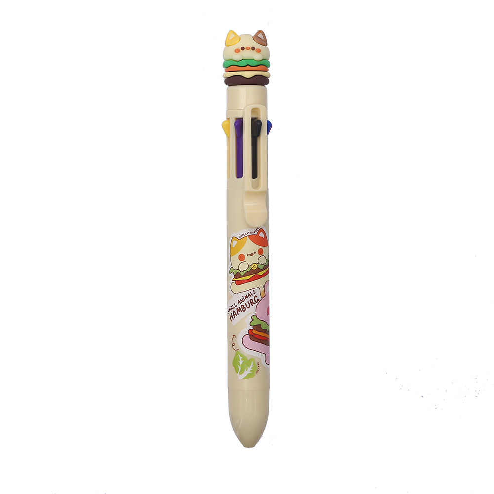 23027 ANIMAL BURGER 8-COLOR RETRACTABLE BALL PEN-24