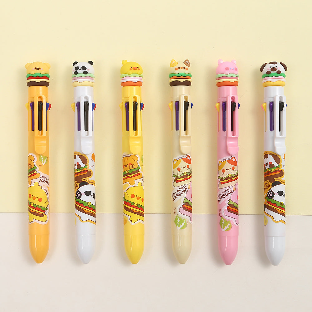 23027 ANIMAL BURGER 8-COLOR RETRACTABLE BALL PEN-24