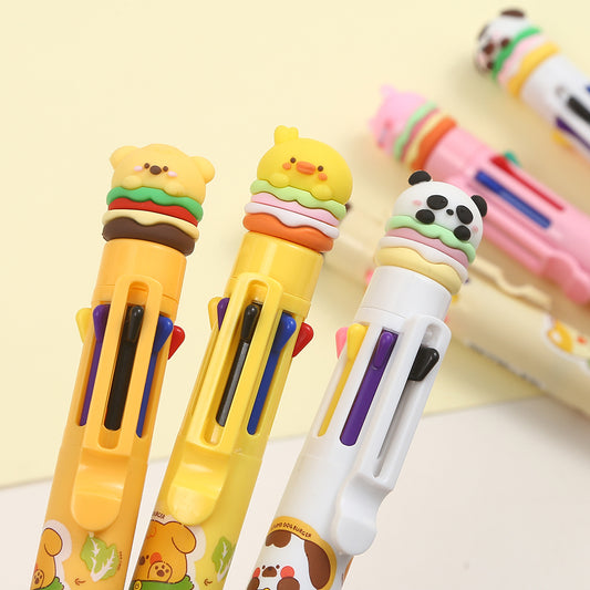 23027 ANIMAL BURGER 8-COLOR RETRACTABLE BALL PEN-24