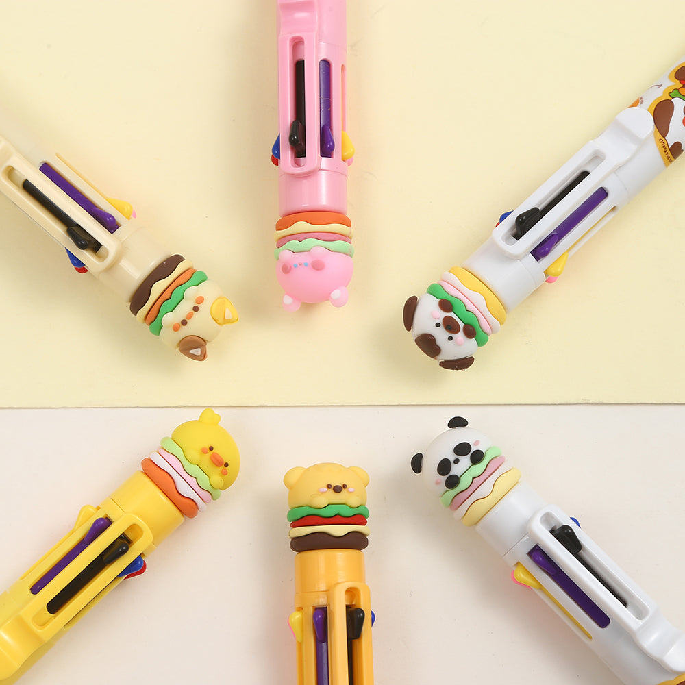 23027 ANIMAL BURGER 8-COLOR RETRACTABLE BALL PEN-24