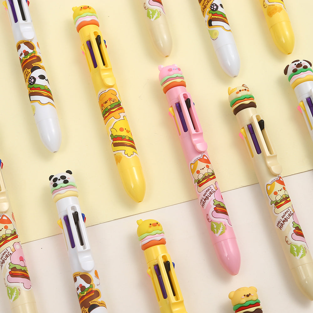 23027 ANIMAL BURGER 8-COLOR RETRACTABLE BALL PEN-24