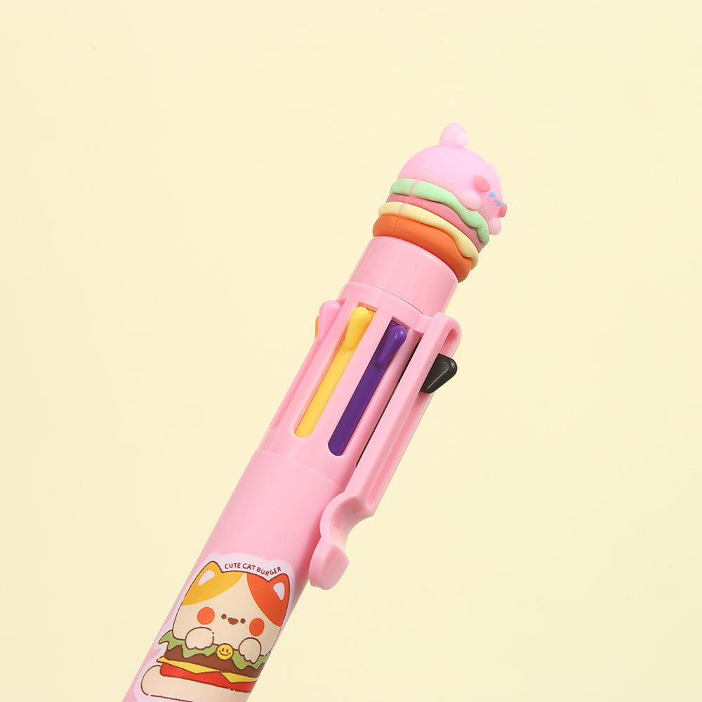 23027 ANIMAL BURGER 8-COLOR RETRACTABLE BALL PEN-24