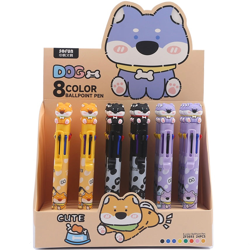 23028 DOG 8-COLOR RETRACTABLE BALL PEN-24