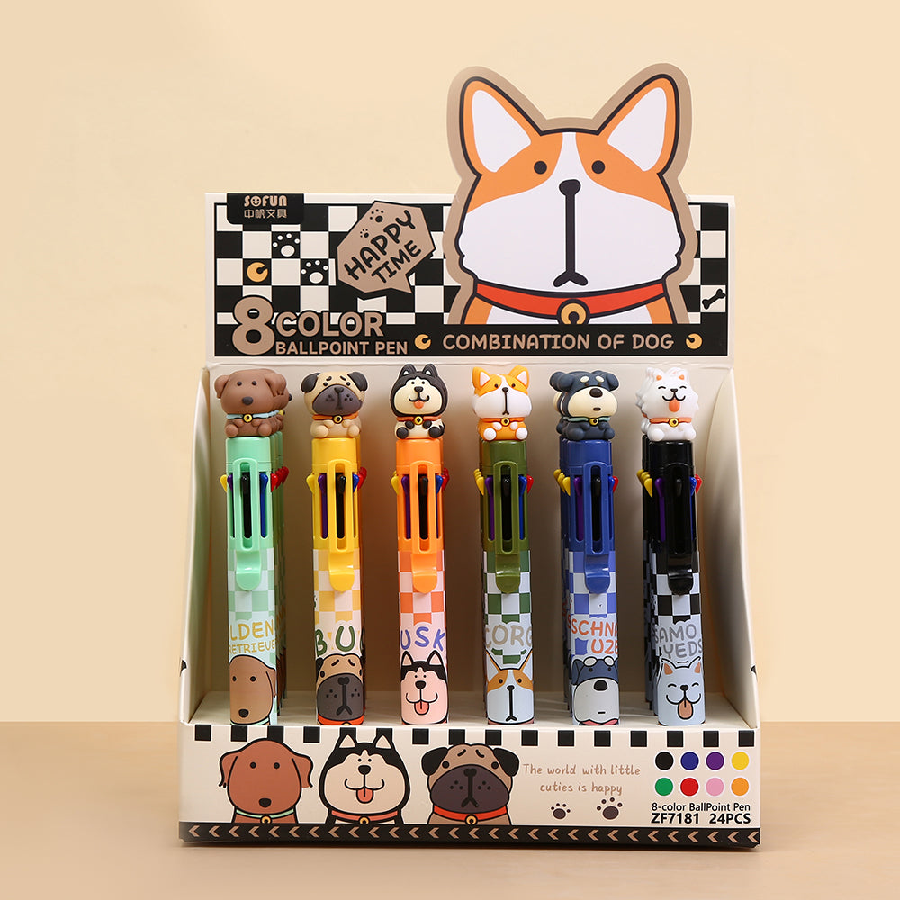23029 Dog 8-Color Retractable Ball Pen-24