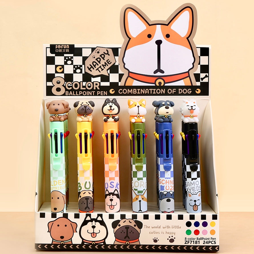 23029 Dog 8-Color Retractable Ball Pen-24