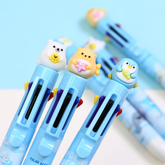 23030 Snow World Animals 8-Color Retractable Ball Pen-24