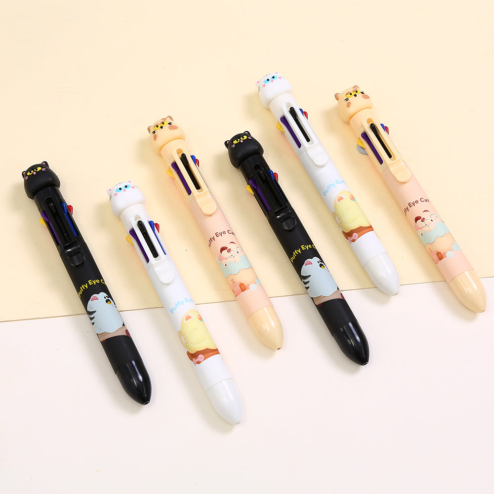 23032 Puffy Eye Cat 8-Color Retractable Ball Pen-24