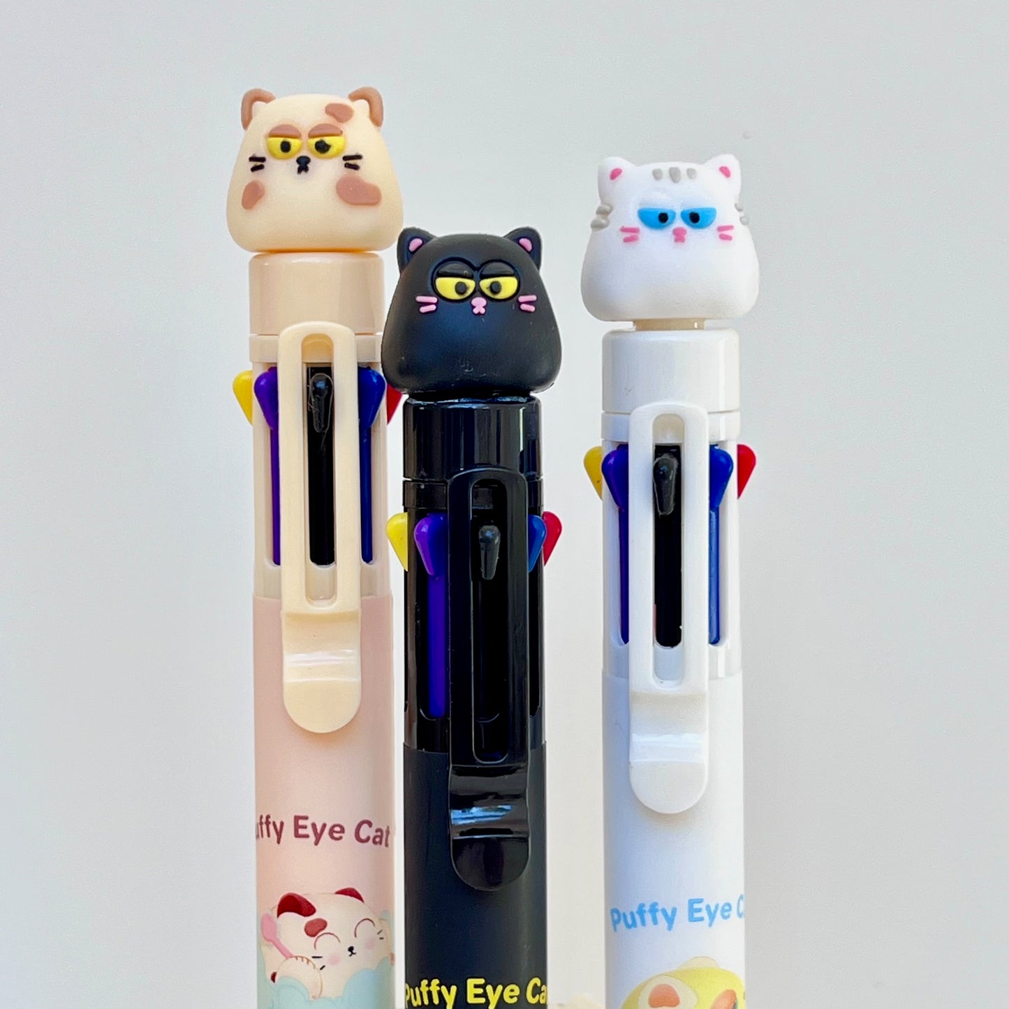23032 Puffy Eye Cat 8-Color Retractable Ball Pen-24