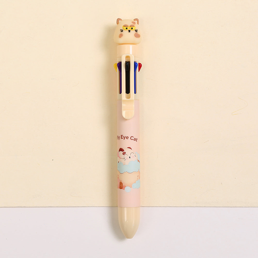 23032 Puffy Eye Cat 8-Color Retractable Ball Pen-24