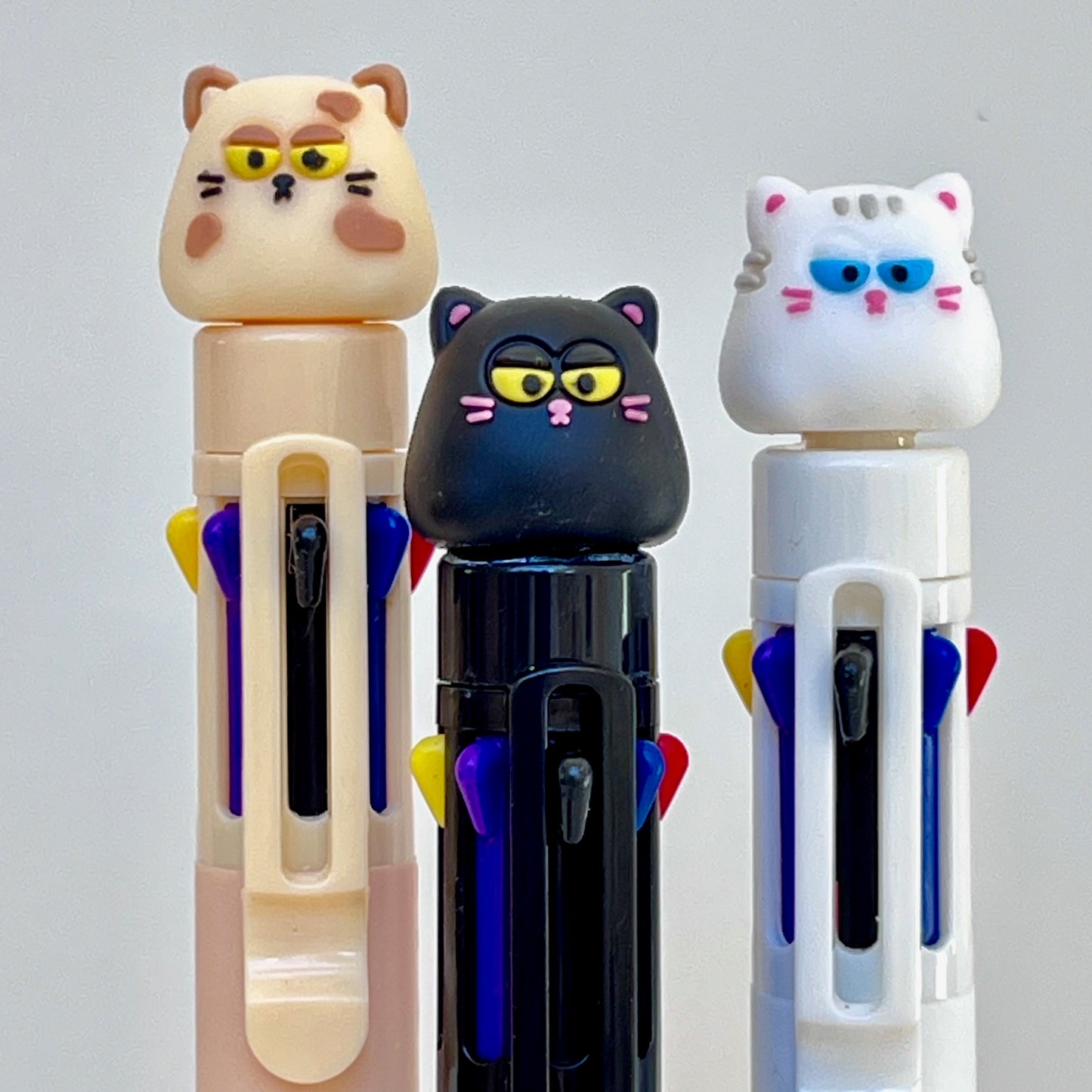 23032 Puffy Eye Cat 8-Color Retractable Ball Pen-24