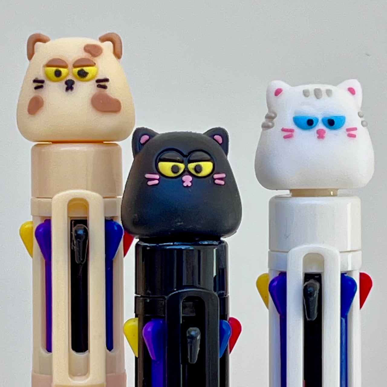 23032 Puffy Eye Cat 8-Color Retractable Ball Pen-24