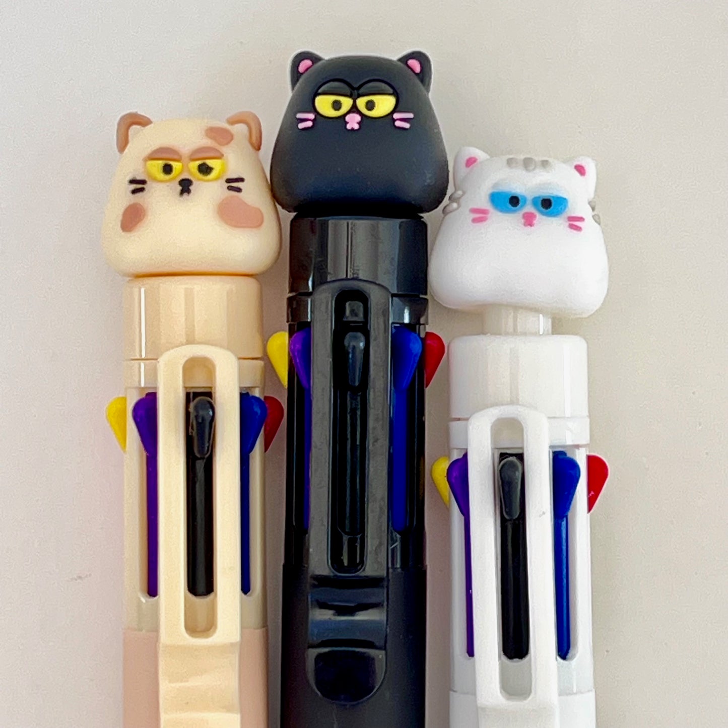 23032 Puffy Eye Cat 8-Color Retractable Ball Pen-24