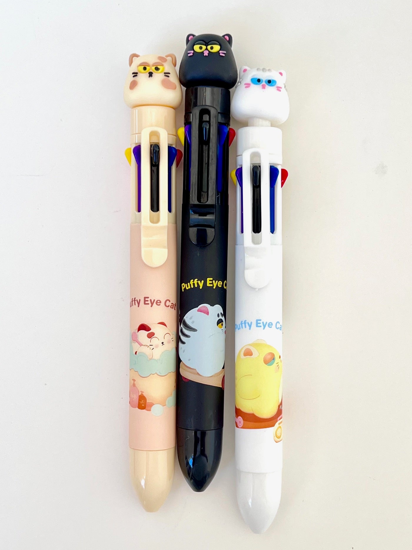 23032 Puffy Eye Cat 8-Color Retractable Ball Pen-24