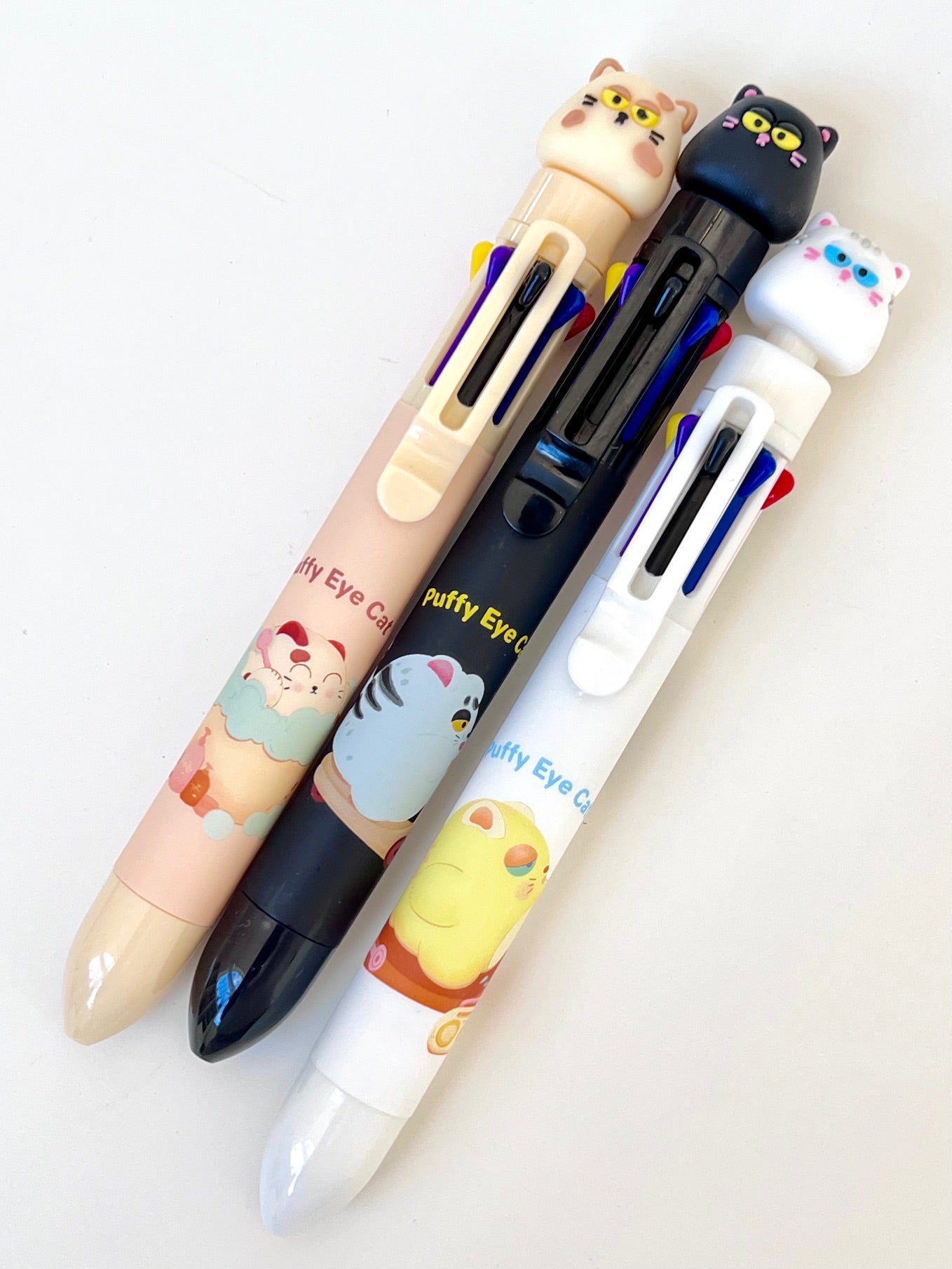 23032 Puffy Eye Cat 8-Color Retractable Ball Pen-24