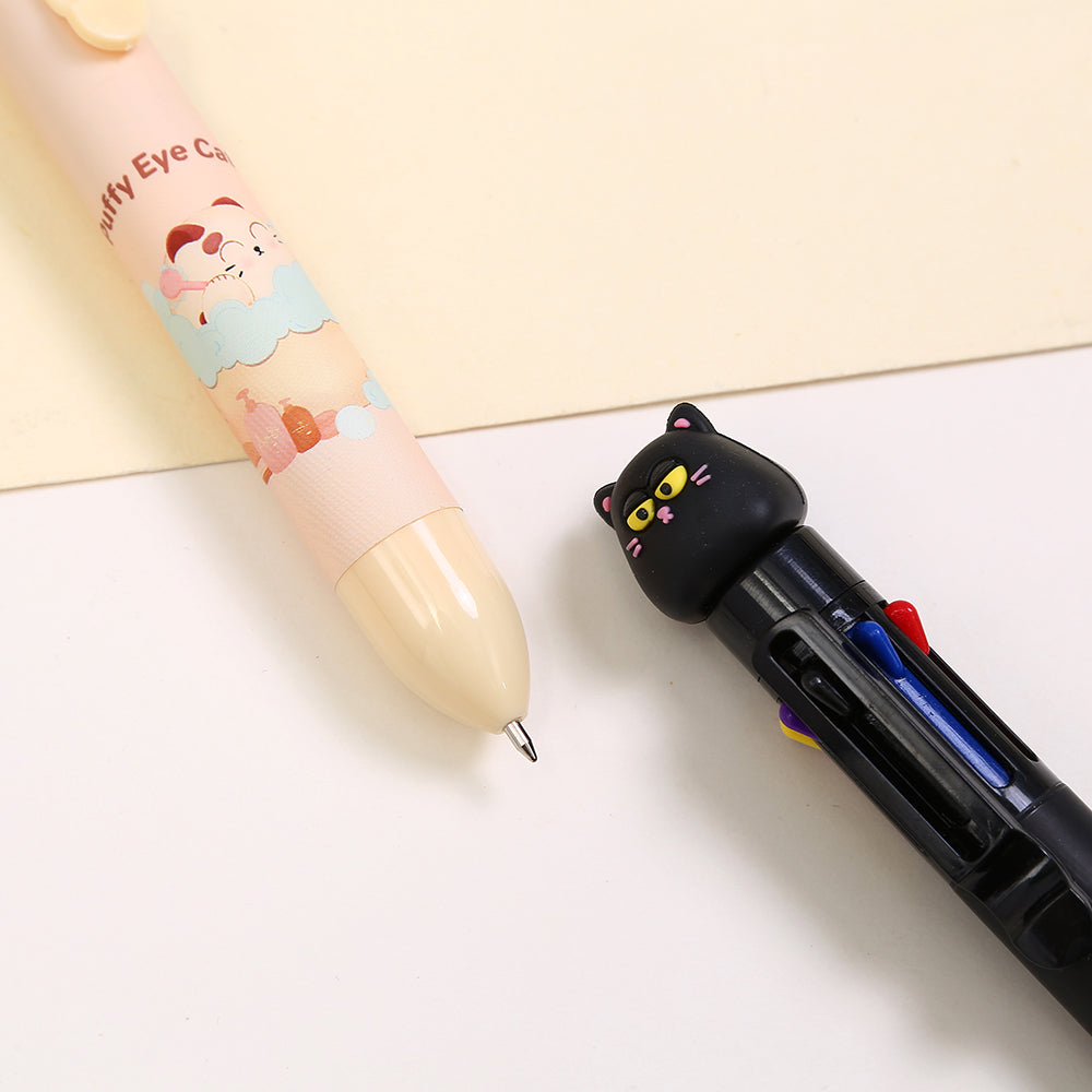 23032 Puffy Eye Cat 8-Color Retractable Ball Pen-24