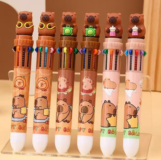 23034 Capybara 10-Color Retractable Ball Pen-36