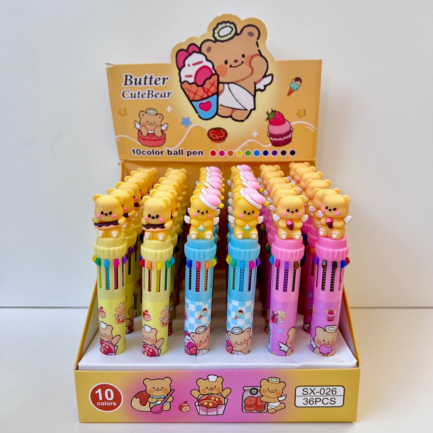23036 Cute Bear 10-Color Retractable Ball Pen-36