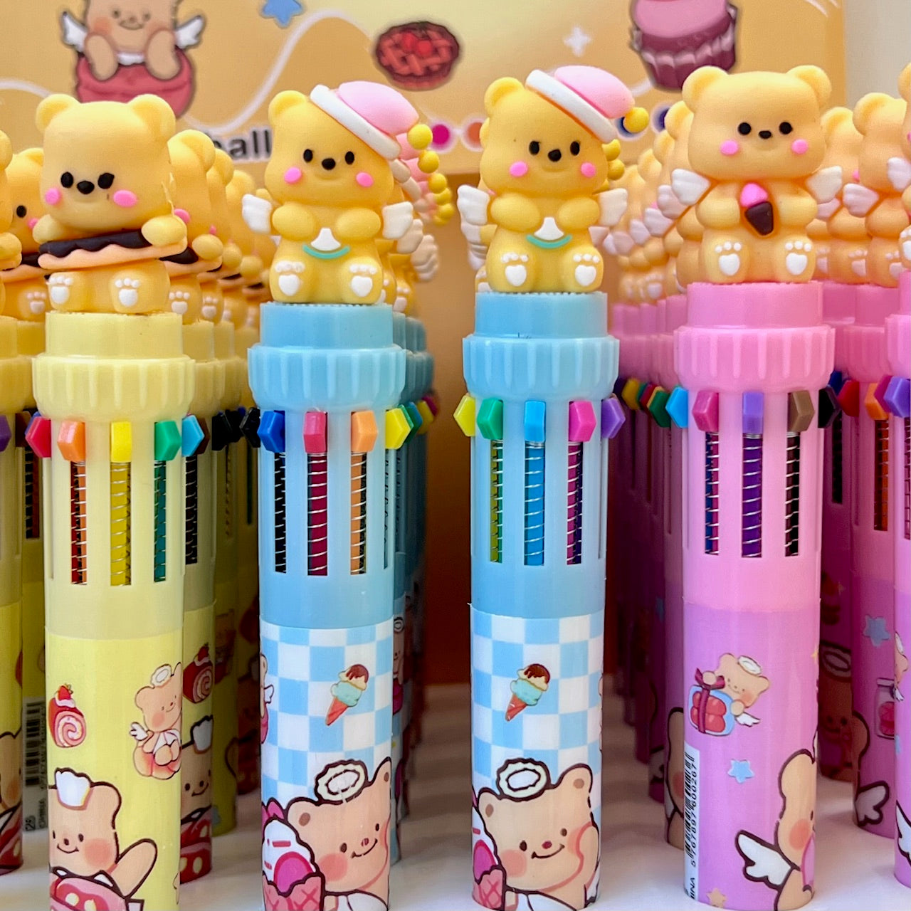 23036 Cute Bear 10-Color Retractable Ball Pen-36